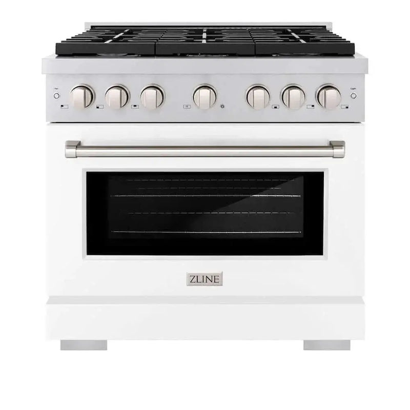 ZLINE 36 In. Gas Range, Stainless Steel, White Matte, SGR-WM-36 by Farmhouse Kitchen and Bath