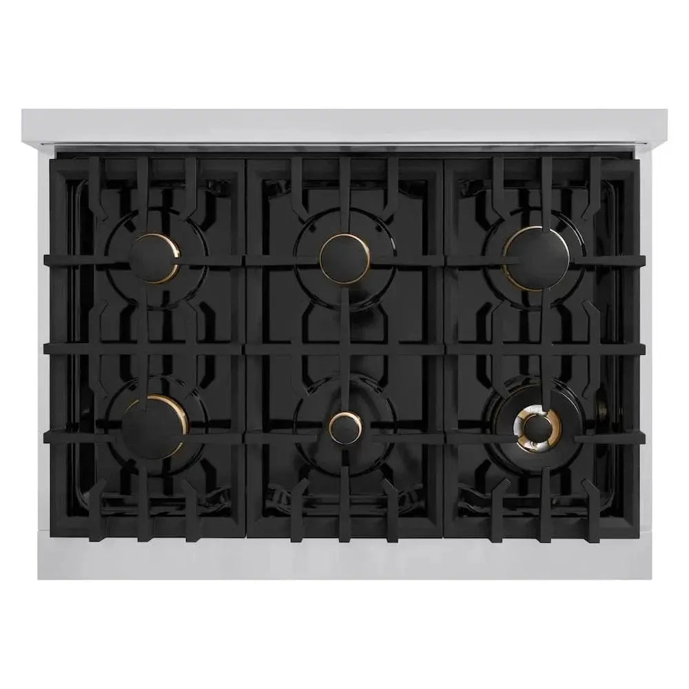 ZLINE 36" Classic Gas Range, Convection Gas Oven Stainless Steel, Matte Black CGRZ-36-MB by Farmhouse Kitchen and Bath