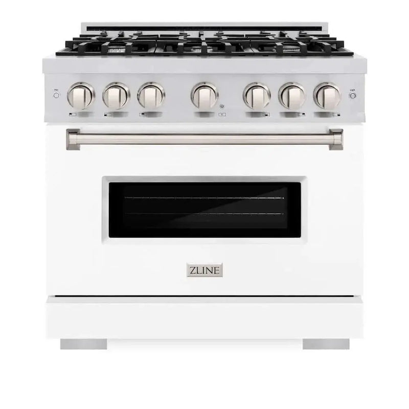 ZLINE 36"Classic Gas Range, Convection Gas Oven, Stainless Steel, White Matte Door CGR-WM-36 by Farmhouse Kitchen and Bath