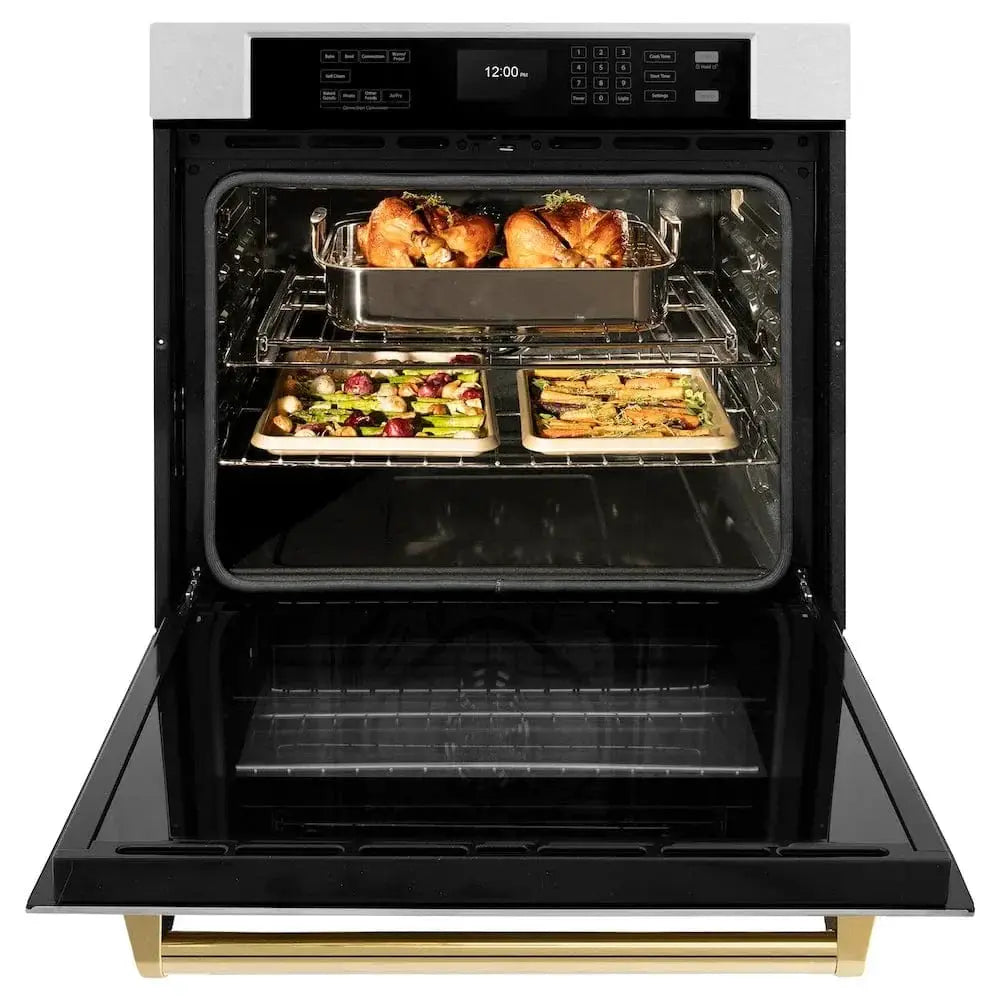 ZLINE 30"Professional True Convection Single Wall Oven, Air Fry, Self Clean, DuraSnow® Gold WASSZ-30-G by Farmhouse Kitchen and Bath