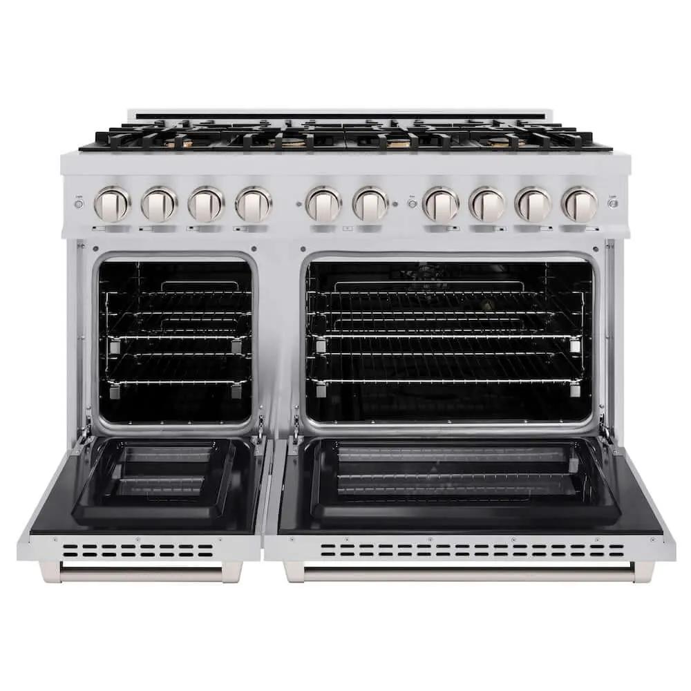 ZLINE 48" Select Dual Fuel Range Gas Cooktop Electric Convection Oven Stainless Steel Brass Burners HDR-BR-48 by Farmhouse Kitchen and Bath