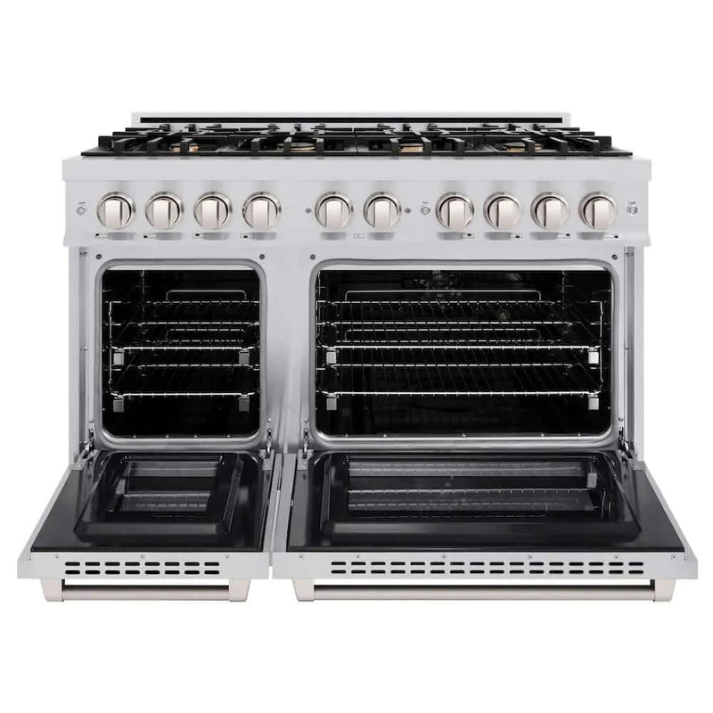 ZLINE 48" Select Dual Fuel Range Gas Cooktop Electric Convection Oven Stainless Steel Brass Burners HDR-BR-48 by Farmhouse Kitchen and Bath