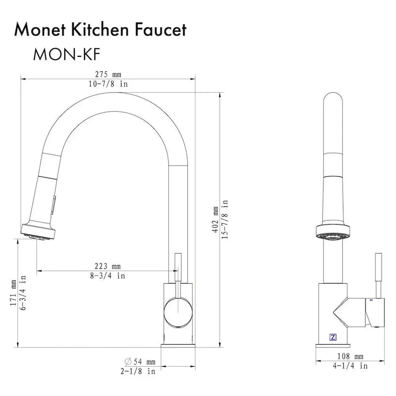 ZLINE Monet Kitchen Faucet, MON-KF-PG by Farmhouse Kitchen and Bath