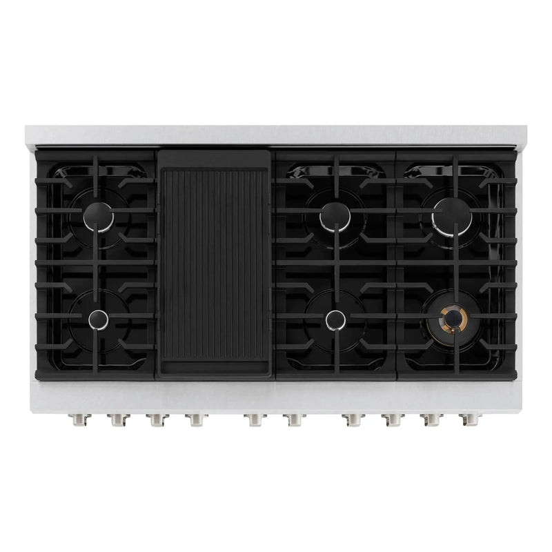 ZLINE 48"Paramount Dual Fuel Range DuraSnow® White Matte SDRS-WM-48 by Farmhouse Kitchen and Bath