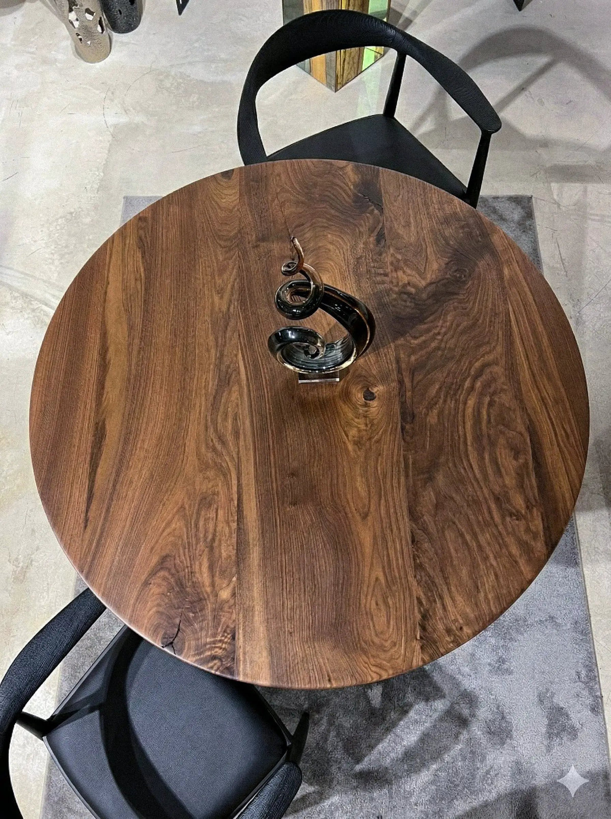 Modern Round Walnut Pedestal Dining Table, photo 5 of 6