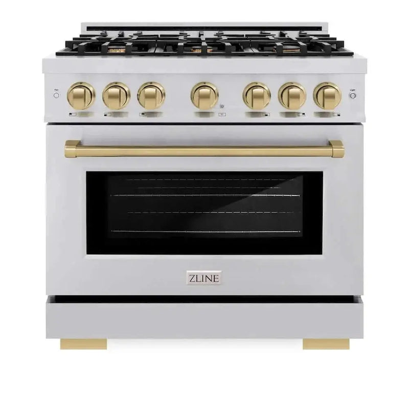 ZLINE 36" Select Gas Range Convection Gas Oven Stainless Steel Champagne Bronze HGRZ-36-CB by Farmhouse Kitchen and Bath