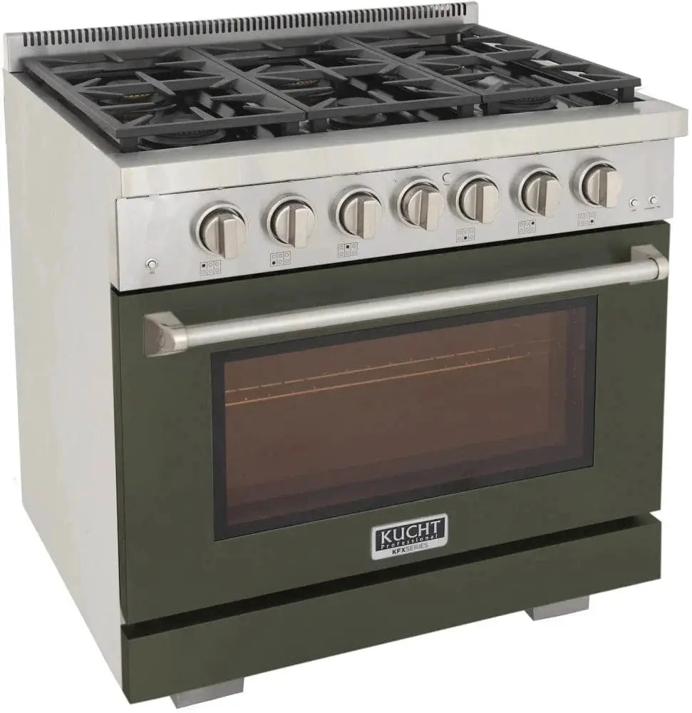 Kucht 36" Freestanding Professional Gas Range Liquid Propane KFX3600X/LP-G by Farmhouse Kitchen and Bath