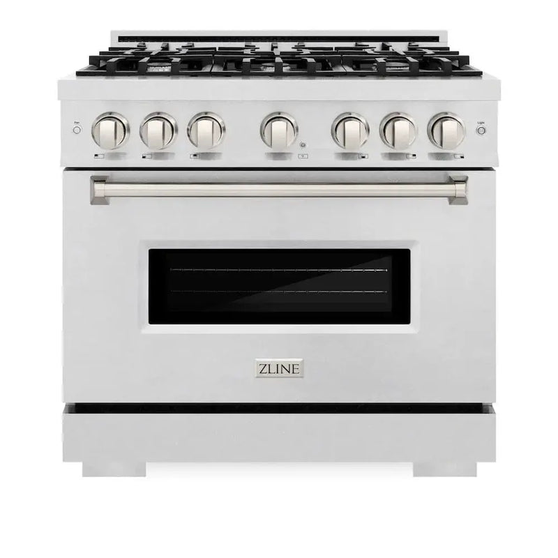 ZLINE 36" Dual Fuel Range, Gas Cooktop, Electric Convection Oven DuraSnow® Stainless Steel, CDRS-36 by Farmhouse Kitchen and Bath
