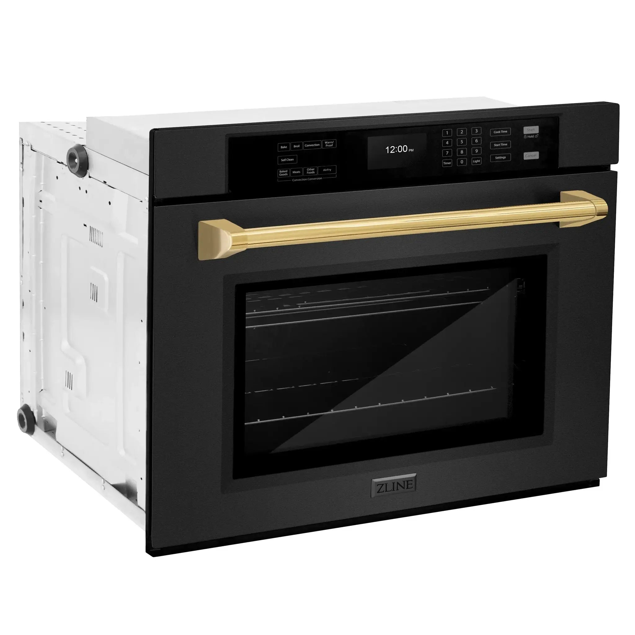 ZLINE 30 ". Professional True Convection Single Wall Oven, Air Fry, Self Clean, Black Stainless Steel, Gold WASBZ-30-G by Farmhouse Kitchen and Bath