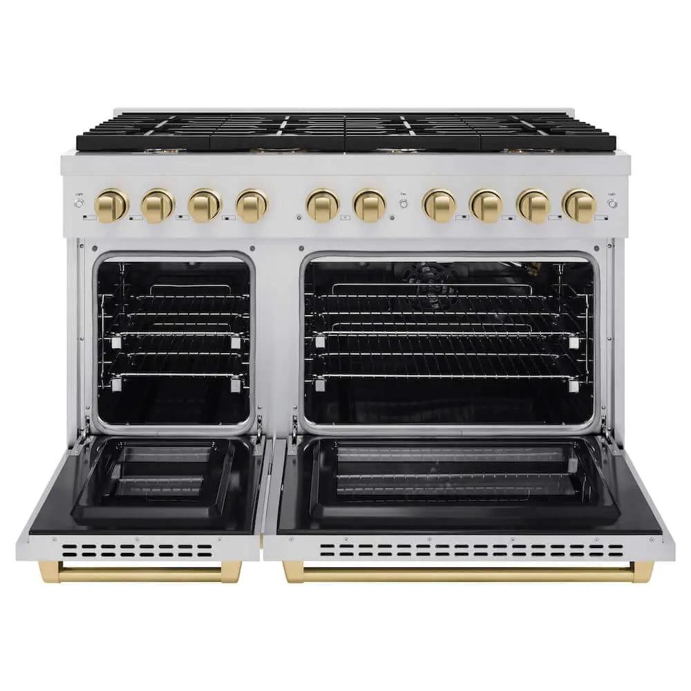 ZLINE 48"Gas Range, Convection Oven Stainless Steel, Champagne Bronze, SGRZ-48-CB by Farmhouse Kitchen and Bath