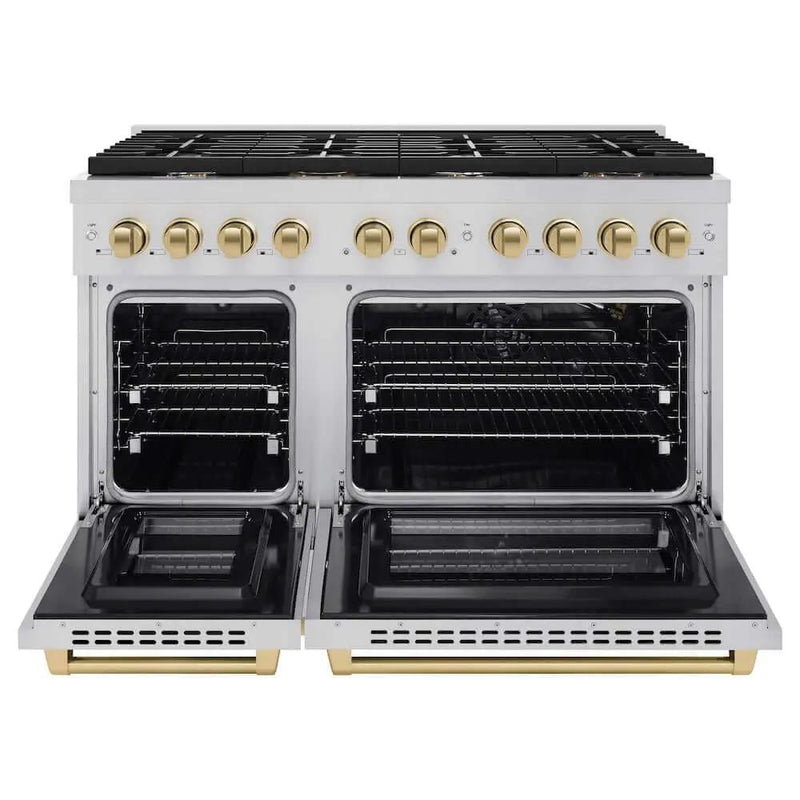 ZLINE 48"Gas Range, Convection Oven Stainless Steel, Champagne Bronze, SGRZ-48-CB by Farmhouse Kitchen and Bath