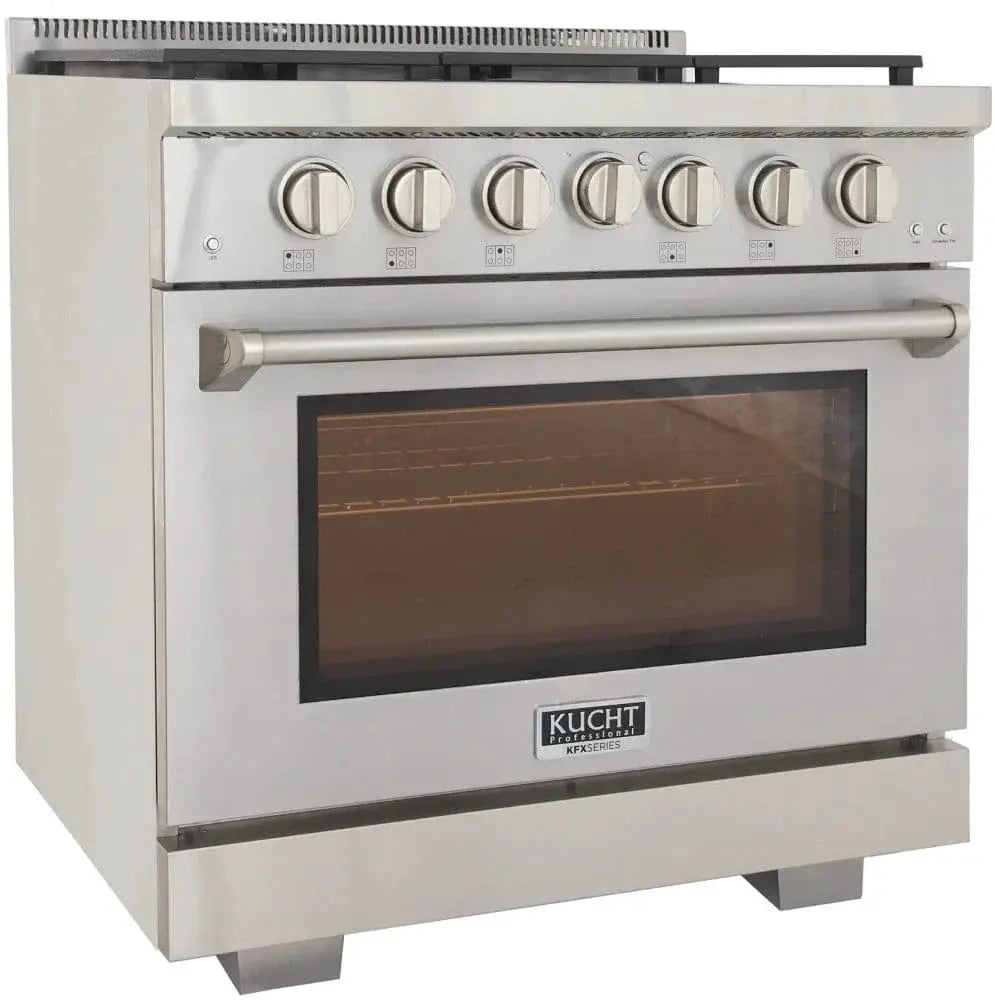 Kucht 36" Freestanding Professional Gas Range Liquid Propane KFX3600X/LP-S by Farmhouse Kitchen and Bath