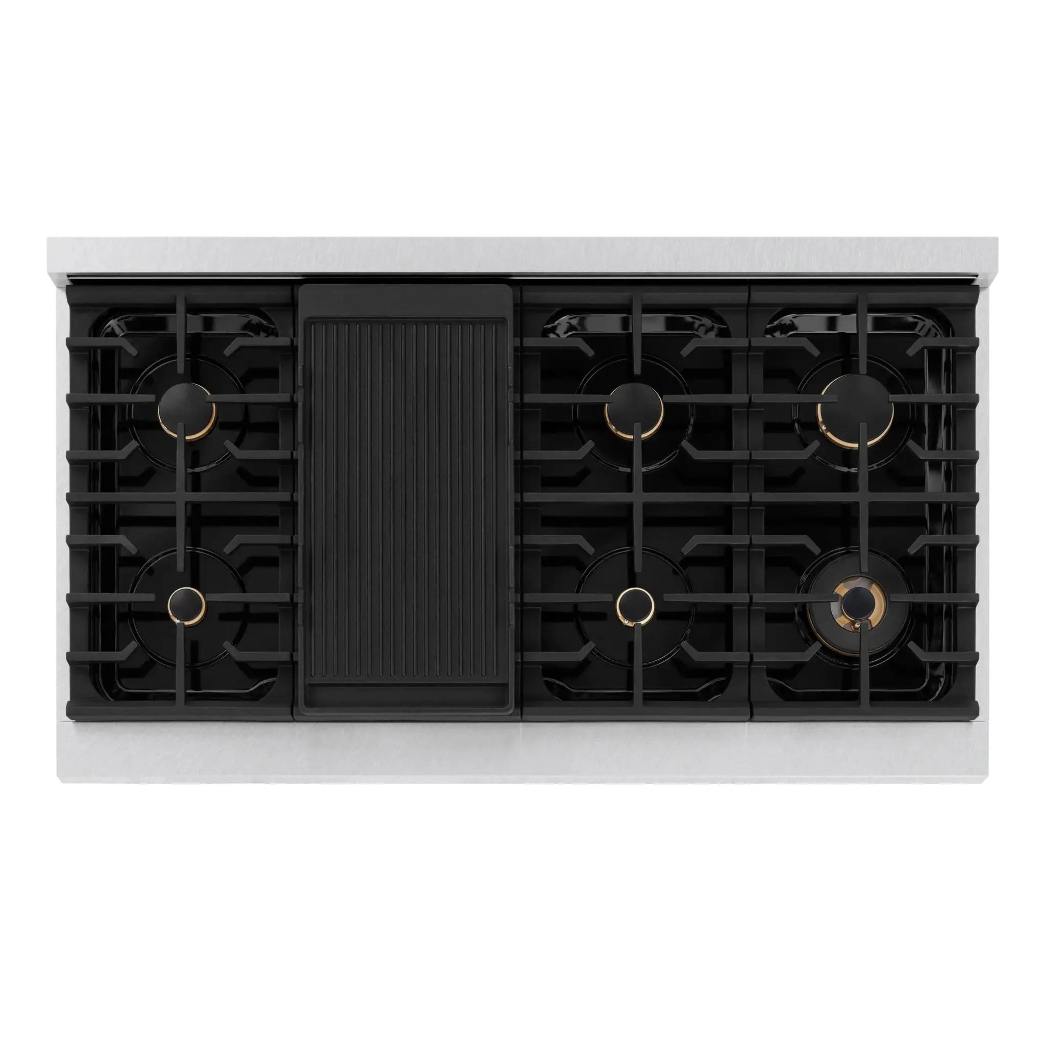 ZLINE 48"Paramount Dual Fuel Range DuraSnow® Gold SDRSZ-48-G by Farmhouse Kitchen and Bath