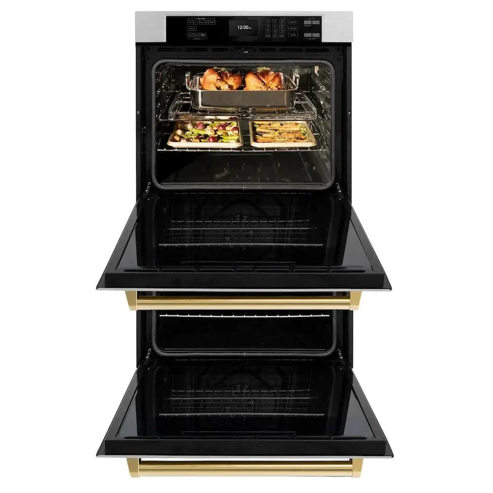 ZLINE 30"Professional True Convection Double Wall Oven, Air Fry, Self Clean, DuraSnow® Gold WADSZ-30-G by Farmhouse Kitchen and Bath