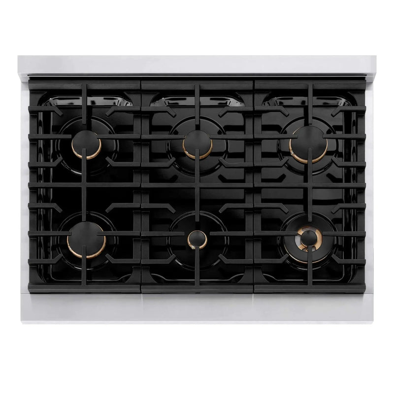 ZLINE 36"Paramount Dual Fuel Range Stainless Steel Champagne Bronze SDRZ-36-CB by Farmhouse Kitchen and Bath
