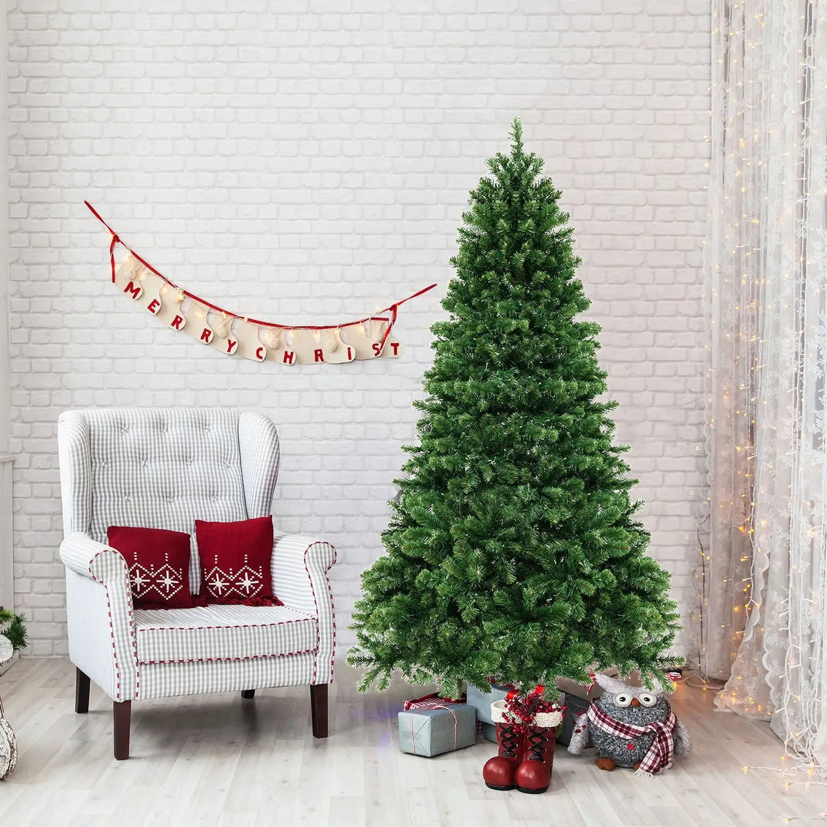 6/7/8 Feet Hinged Christmas Tree with PVC Branch Tips Warm White LED Lights, photo 15 of 16