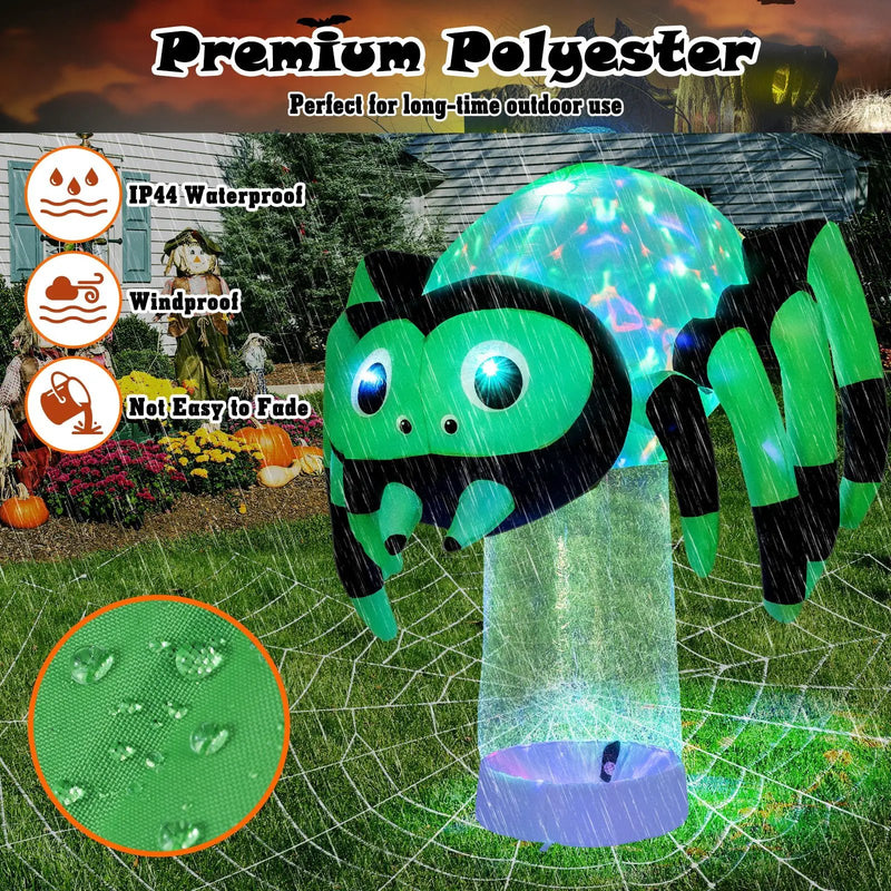 6 Feet Halloween Inflatable Spider with 3 Color Rotating Light by DirectDeals