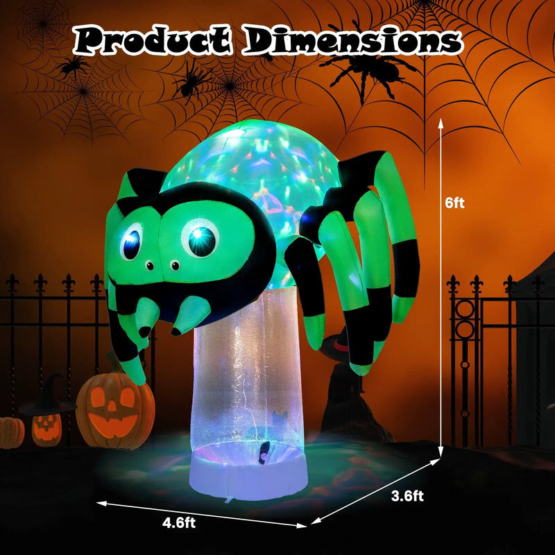 6 Feet Halloween Inflatable Spider with 3 Color Rotating Light by DirectDeals
