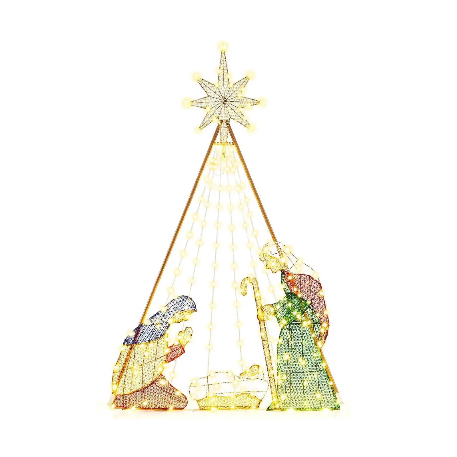 6 Feet Pre-Lit Nativity Scene Set with 240 Warm White LED Lights by DirectDeals