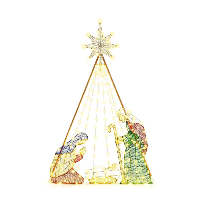 6 Feet Pre-Lit Nativity Scene Set with 240 Warm White LED Lights by DirectDeals