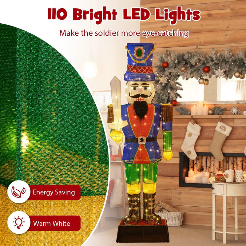 6 Feet Pre-Lit Nutcracker with Sword and 110 LED Lights by DirectDeals