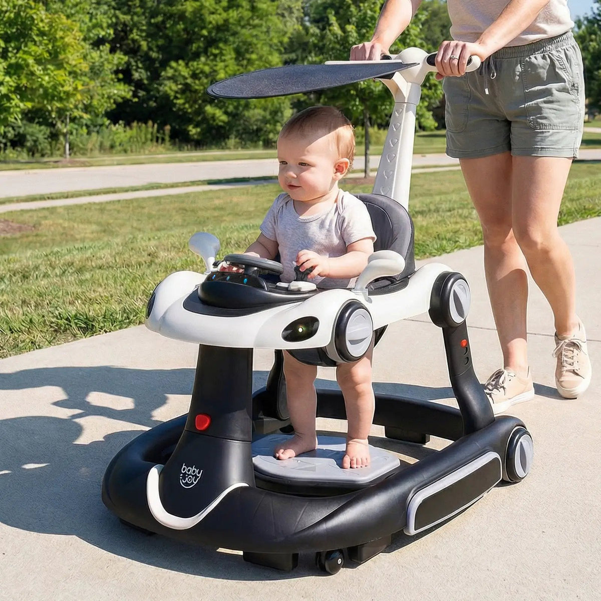 6-in-1 Baby Walker with Canopy Portable Activity Center Bouncer Rocker Combo with Music, photo 22 of 32