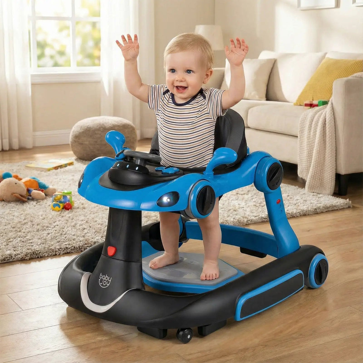 6-in-1 Baby Walker with Canopy Portable Activity Center Bouncer Rocker Combo with Music, photo 18 of 32