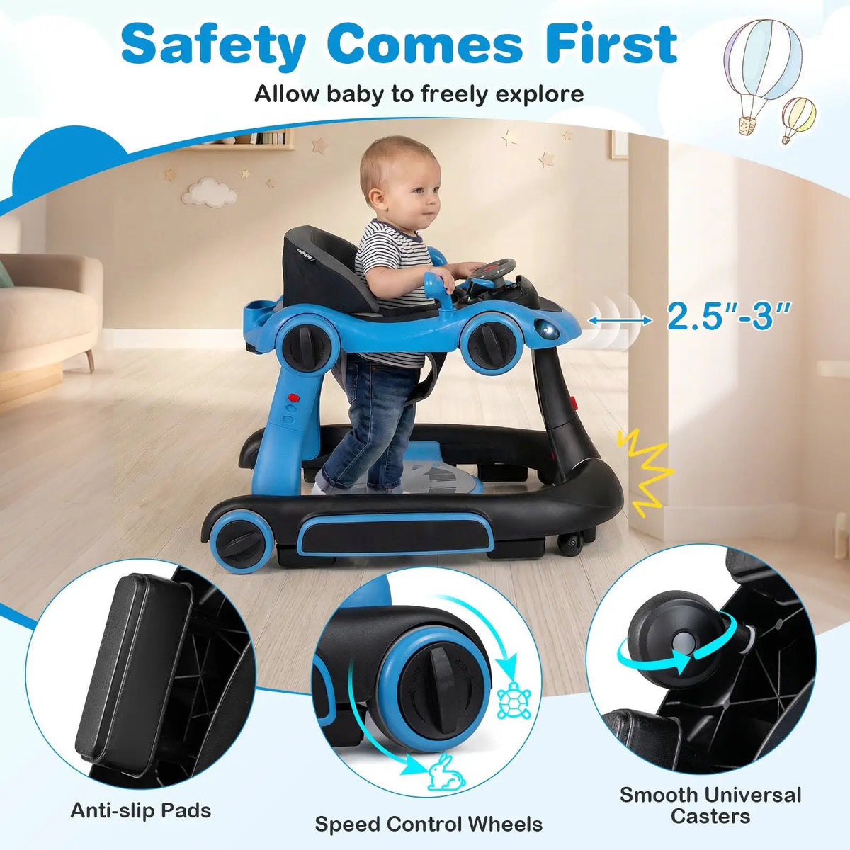 6-in-1 Baby Walker with Canopy Portable Activity Center Bouncer Rocker Combo with Music, photo 14 of 32