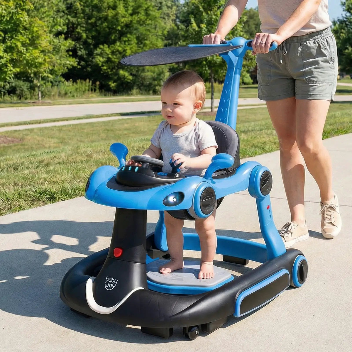 6-in-1 Baby Walker with Canopy Portable Activity Center Bouncer Rocker Combo with Music, photo 23 of 32