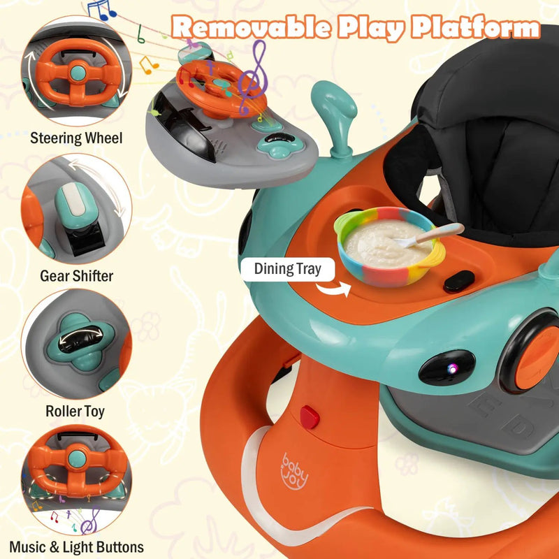 6-in-1 Baby Walker with Canopy Portable Activity Center Bouncer Rocker Combo with Music by DirectDeals