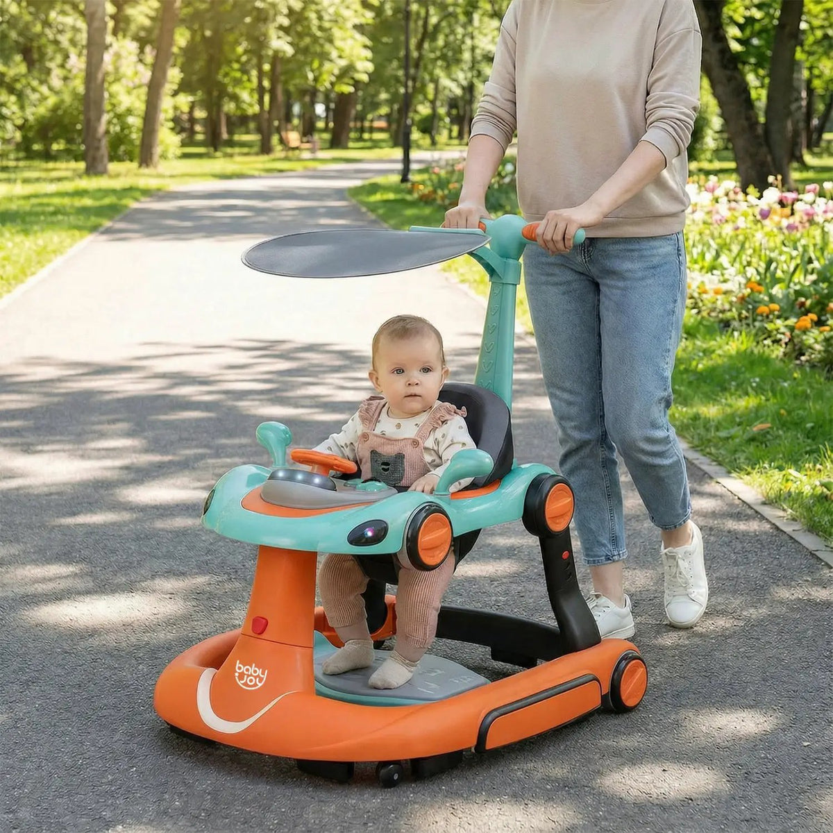 6-in-1 Baby Walker with Canopy Portable Activity Center Bouncer Rocker Combo with Music, photo 20 of 32