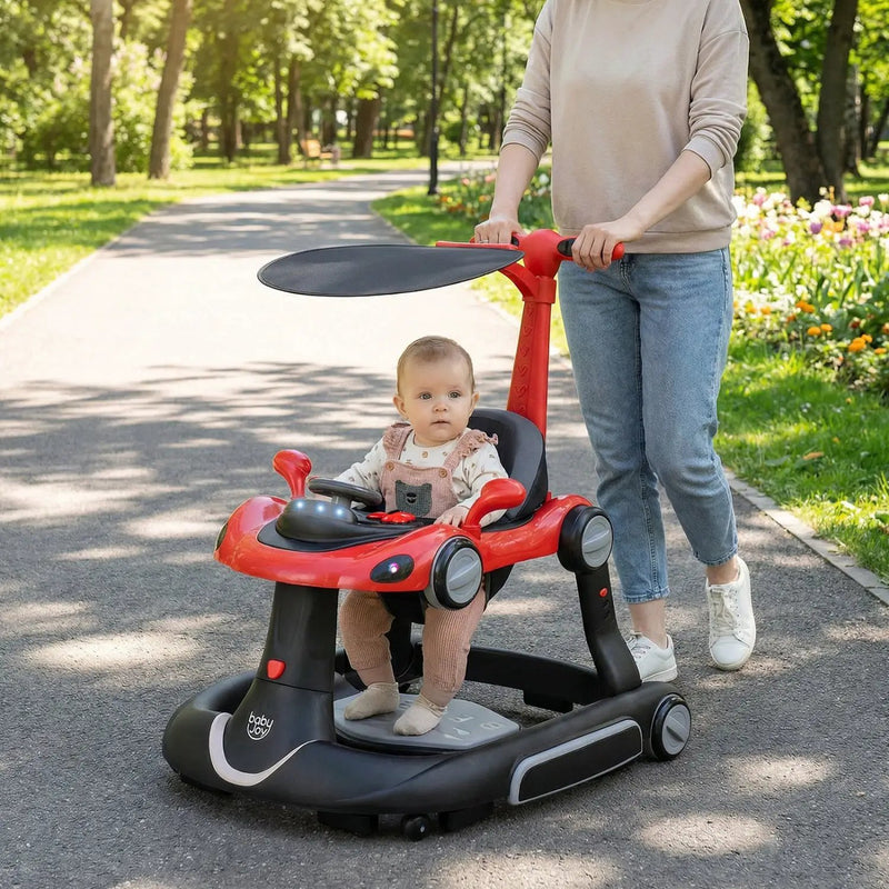 6-in-1 Baby Walker with Canopy Portable Activity Center Bouncer Rocker Combo with Music by DirectDeals