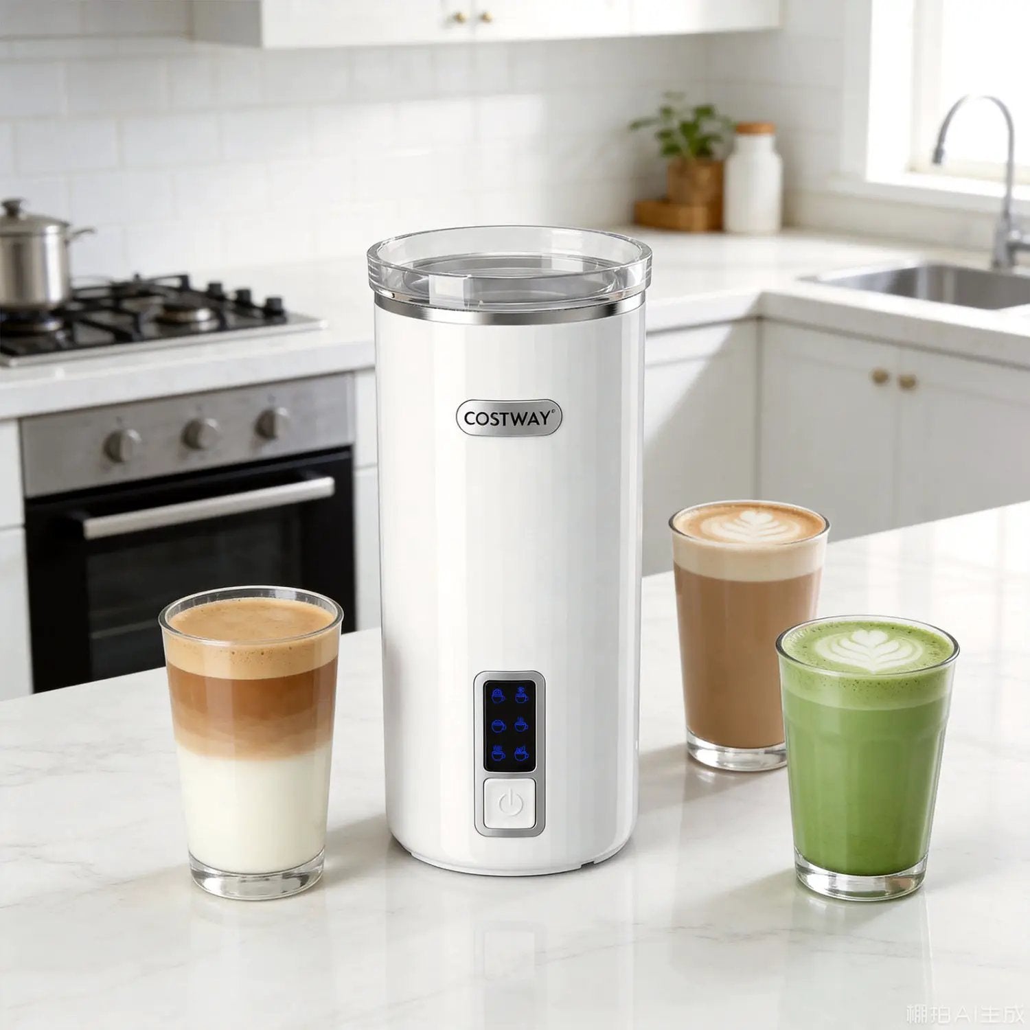 Electric Milk Frother and Steamer 6-in-1 Stainless Steel by DirectDeals
