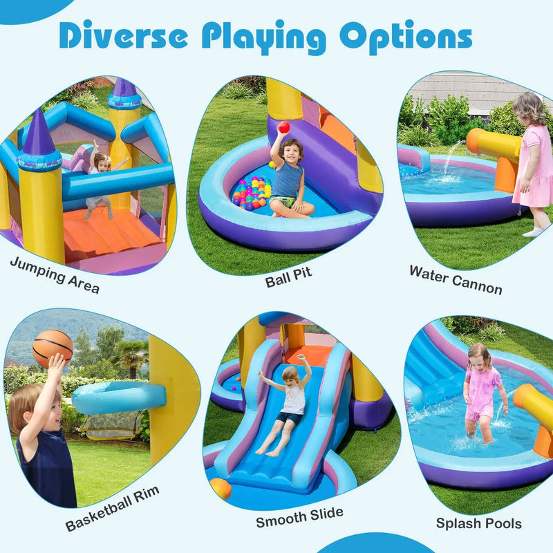 6-in-1 Inflatable Kids Water Park with 678W Blower by DirectDeals