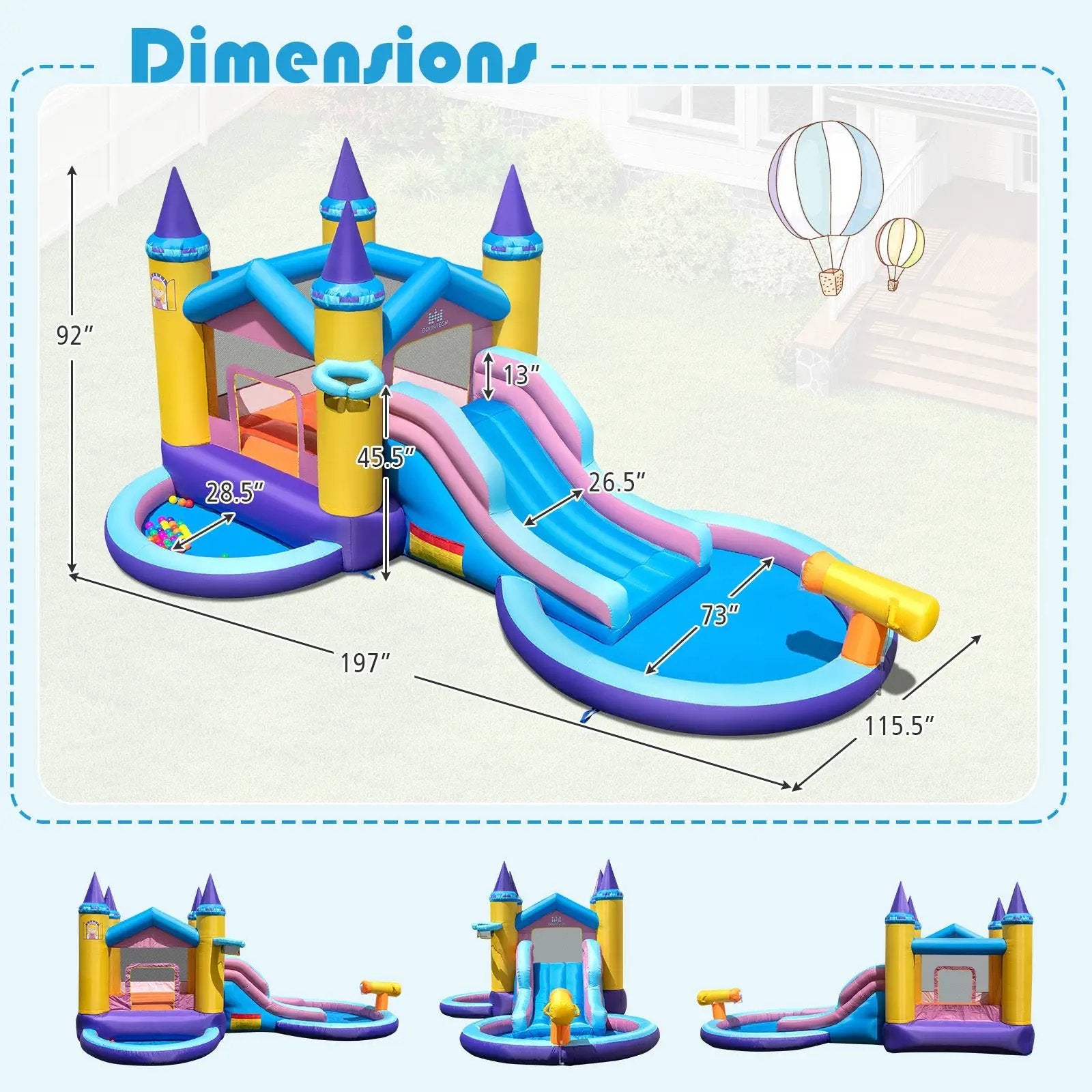 6-in-1 Inflatable Kids Water Park with 678W Blower by DirectDeals