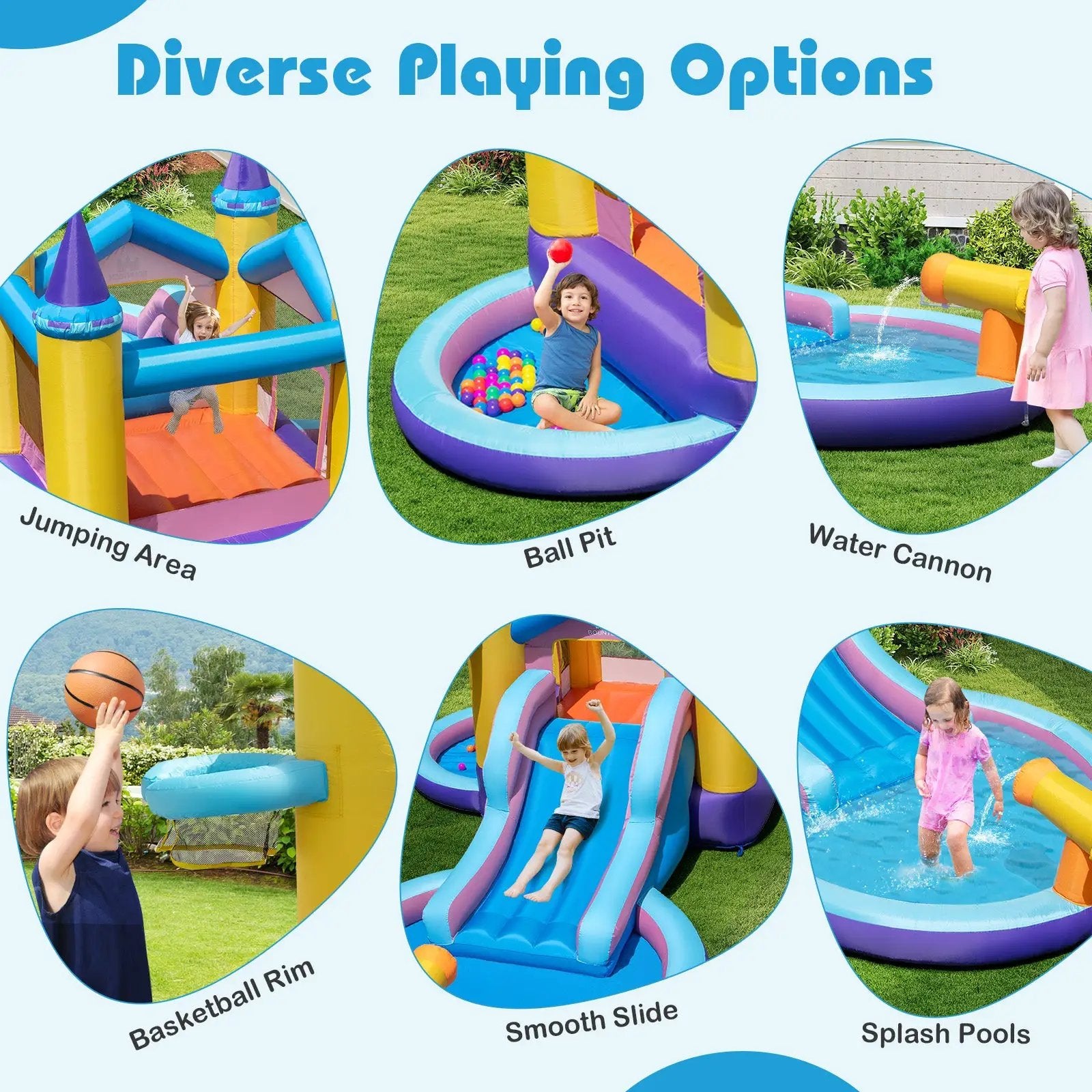 6-in-1 Inflatable Kids Water Park with 735W Blower by DirectDeals