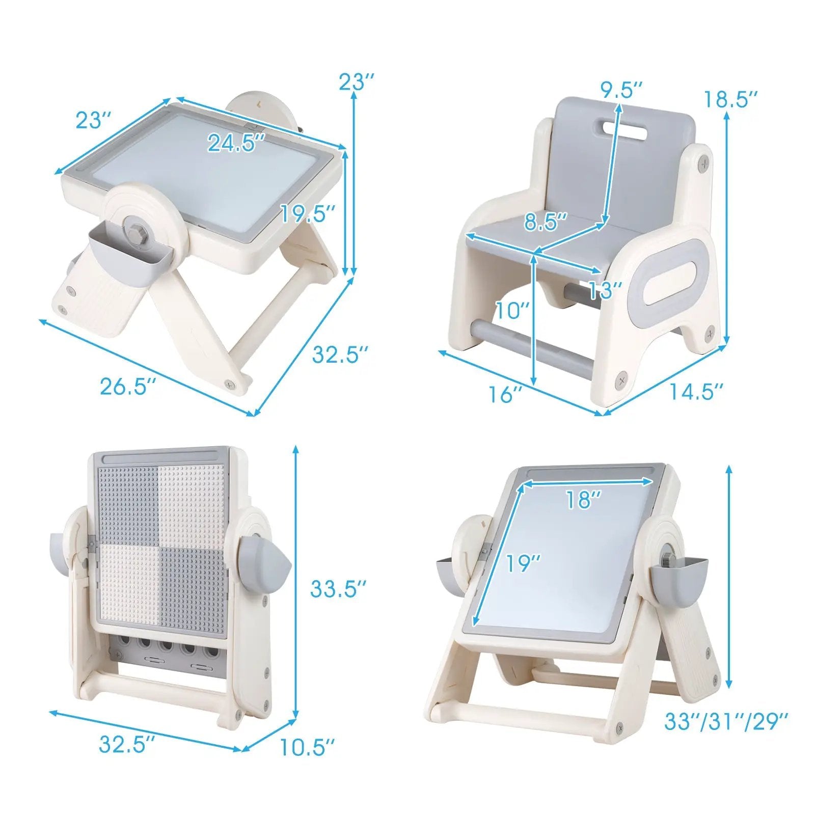 6-in-1 Multi-activity Children Table and Chair Set Folding Art Easel Set by DirectDeals