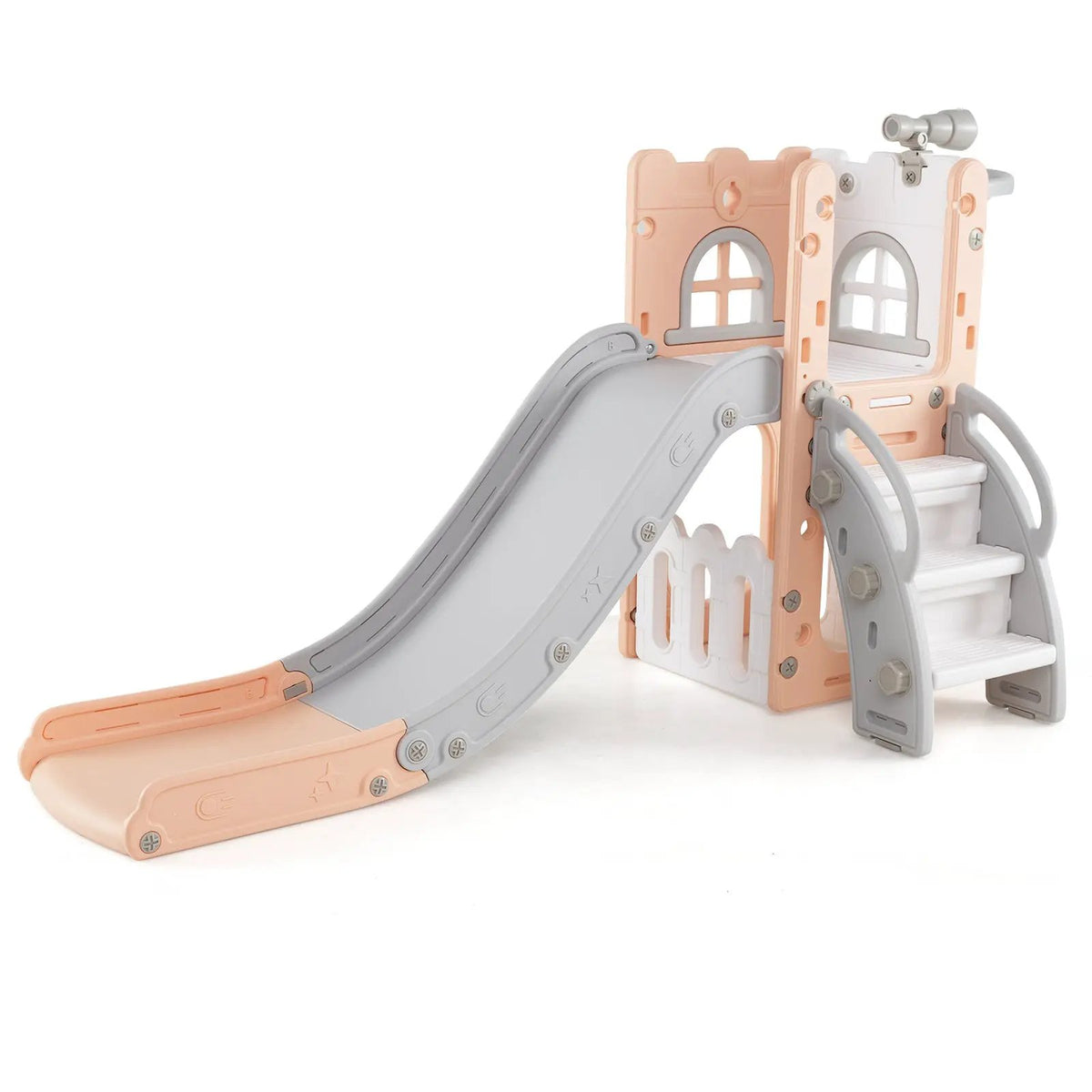 6-in-1 Toddler Slide L-shaped Playground with Basketball Hoop and Ladder, photo 5 of 25