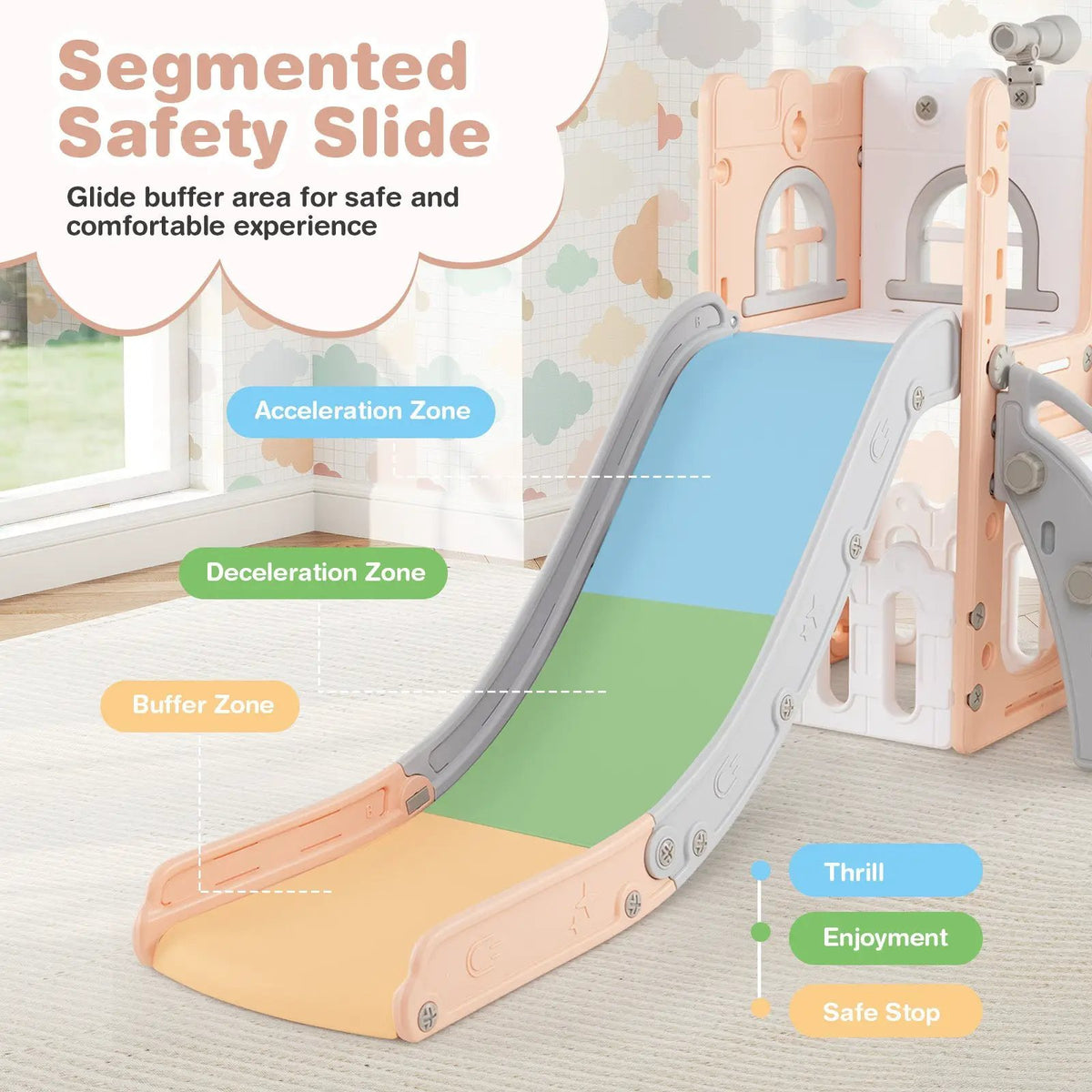 6-in-1 Toddler Slide L-shaped Playground with Basketball Hoop and Ladder, photo 21 of 25