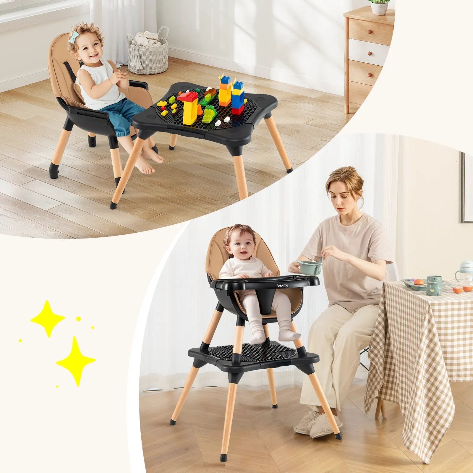 5-in-1 Baby Wooden Convertible High Chair by DirectDeals