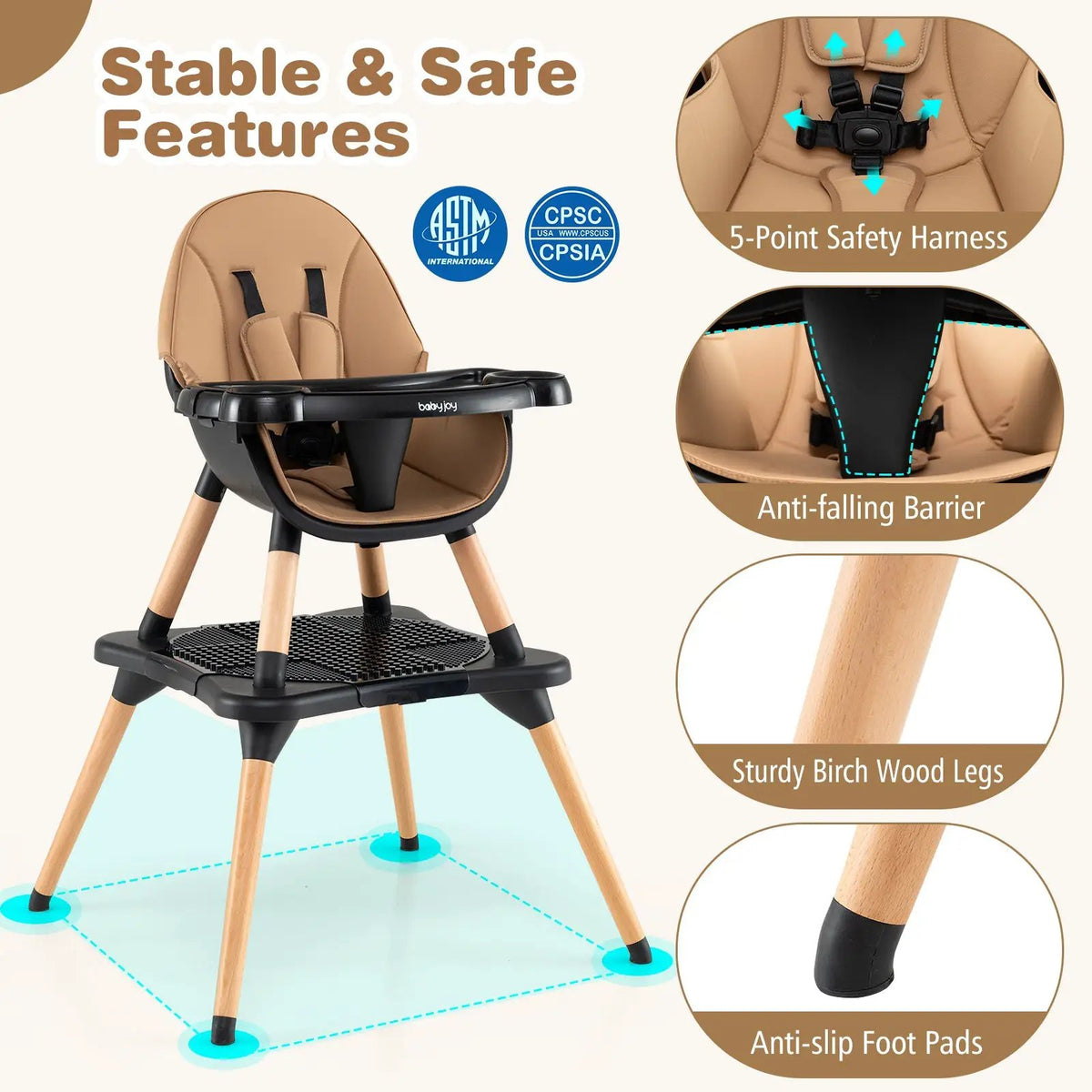 5-in-1 Baby Wooden Convertible High Chair, photo 15 of 32