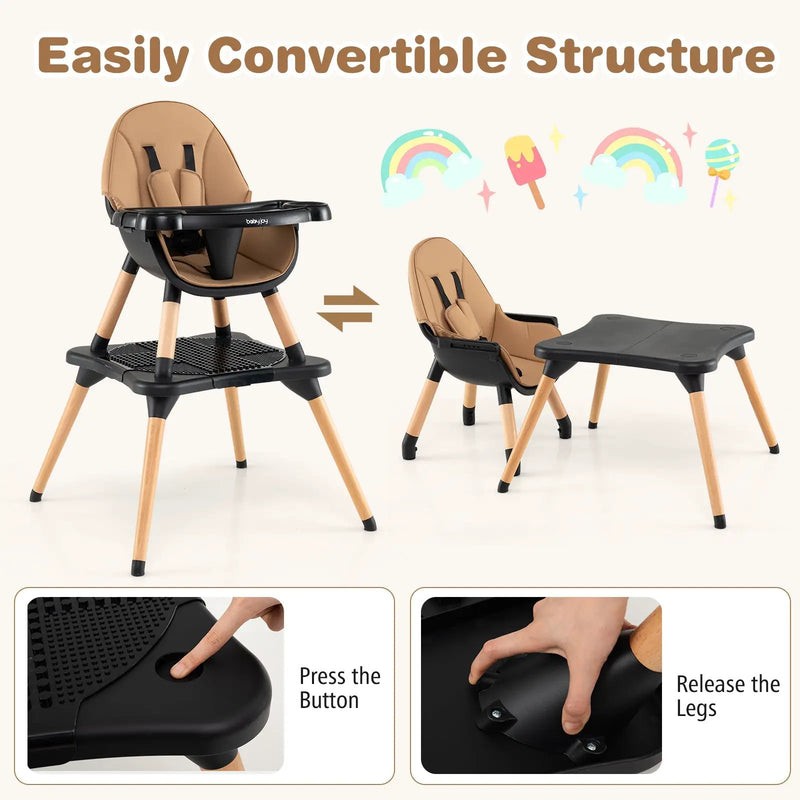 5-in-1 Baby Wooden Convertible High Chair by DirectDeals