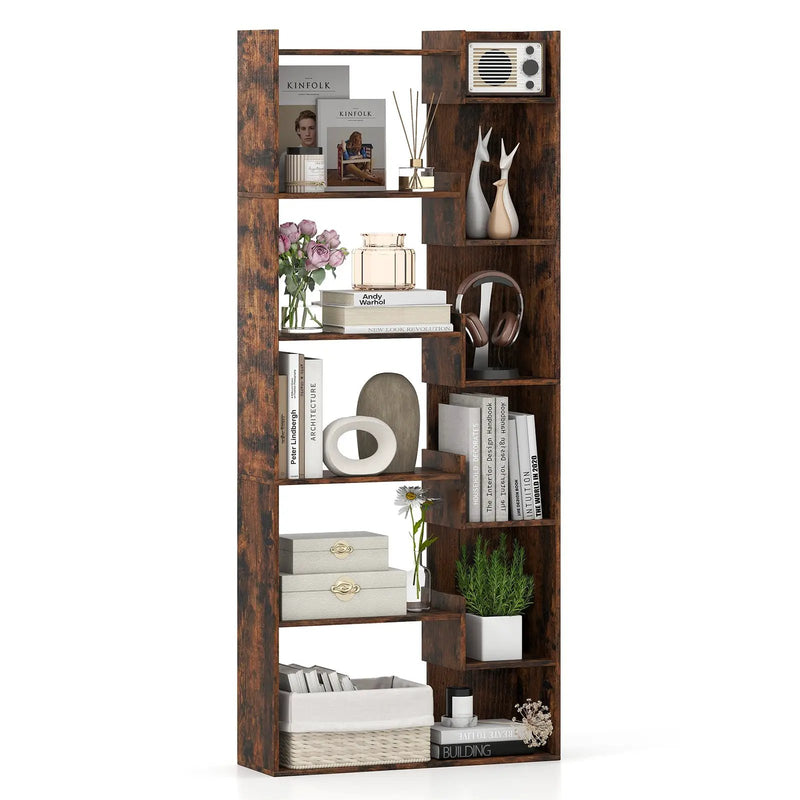 6-Tier Bookshelf Wooden Bookcase with 2 Anti-Tipping Kits Open Display Shelf by DirectDeals