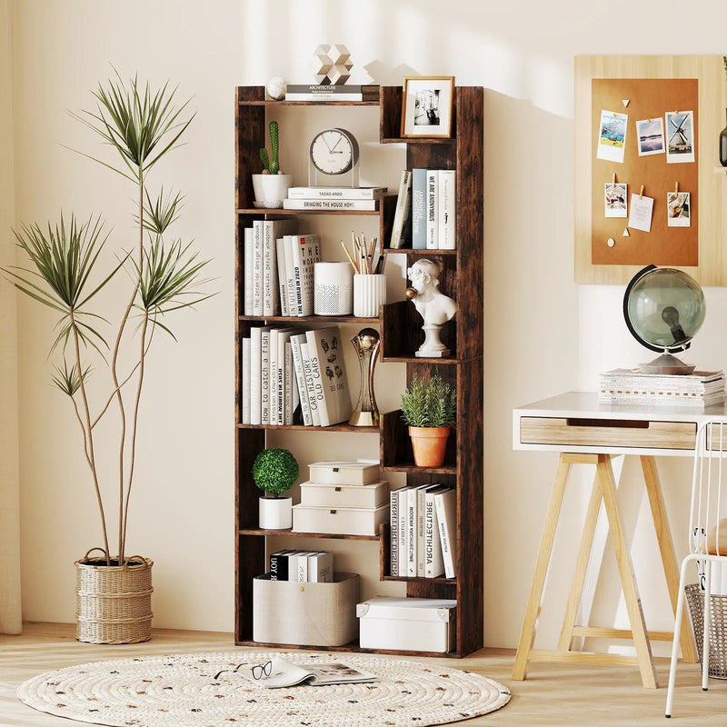 6-Tier Bookshelf Wooden Bookcase with 2 Anti-Tipping Kits Open Display Shelf by DirectDeals