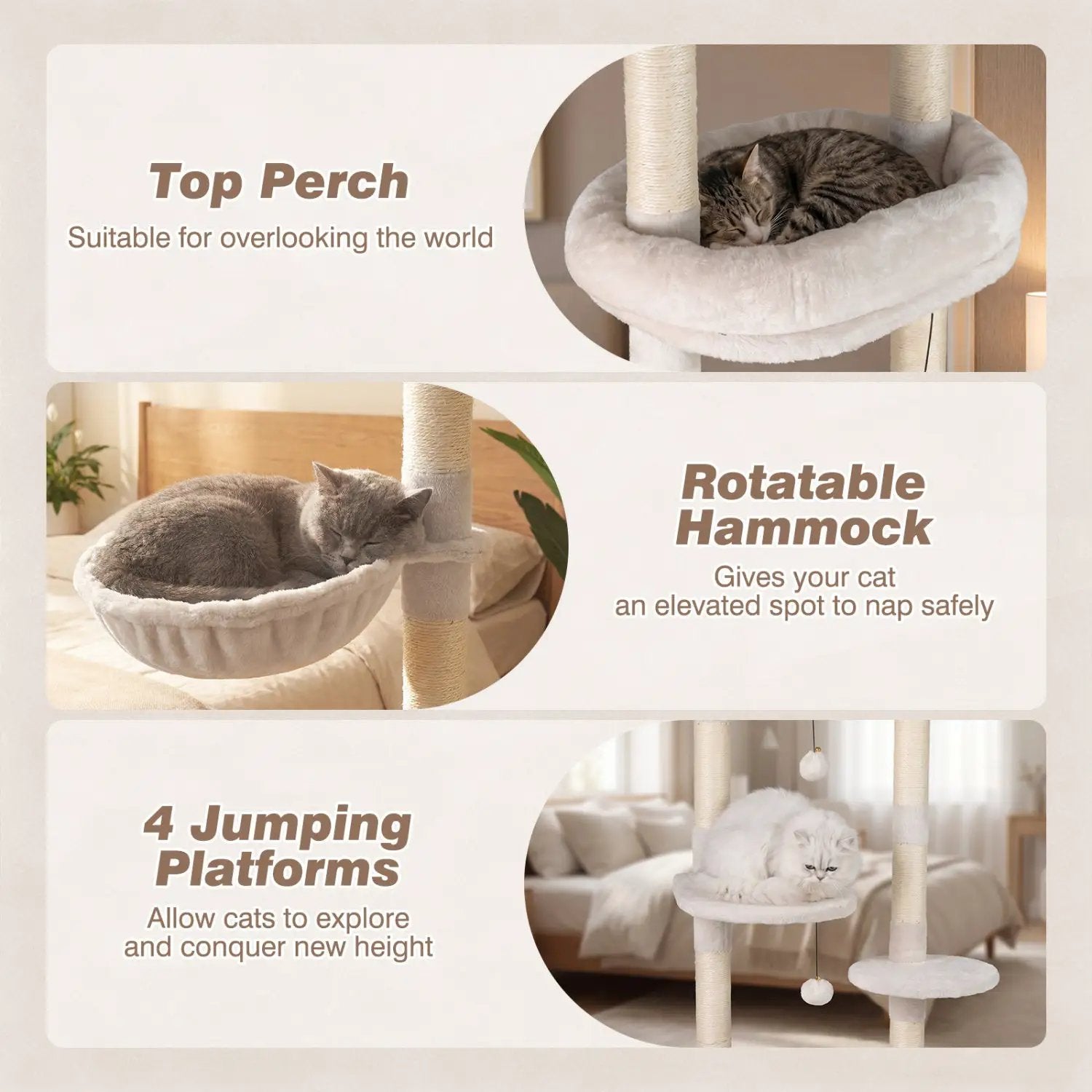 Floor-to-Ceiling Cat Tree with 6 Tiers and Hammock by DirectDeals