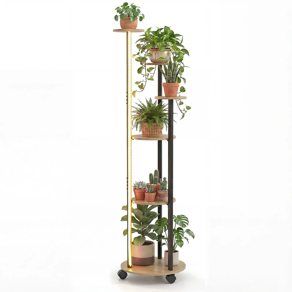 6-tier Plant Stand with RGB Light and Wheels 57inch Tall Indoor Display Shelf Flowerpot Holder, photo 5 of 16