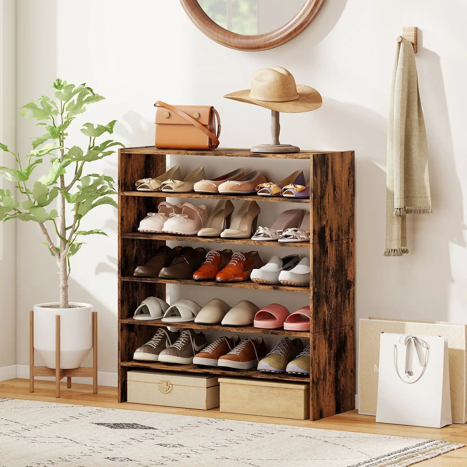 6-tier Shoe Rack with Anti-tipping Device for Entryway by DirectDeals