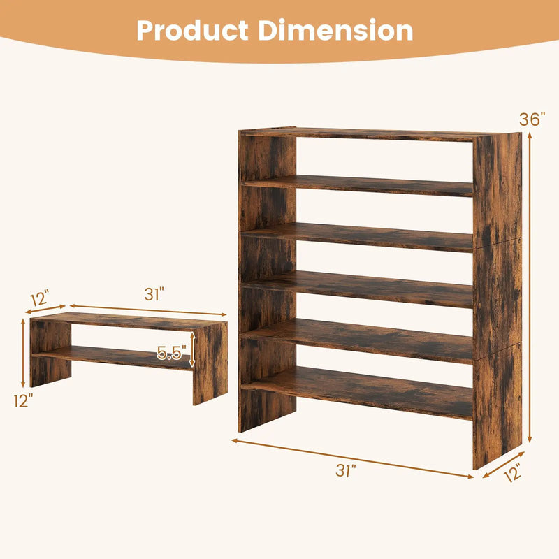 6-tier Shoe Rack with Anti-tipping Device for Entryway by DirectDeals