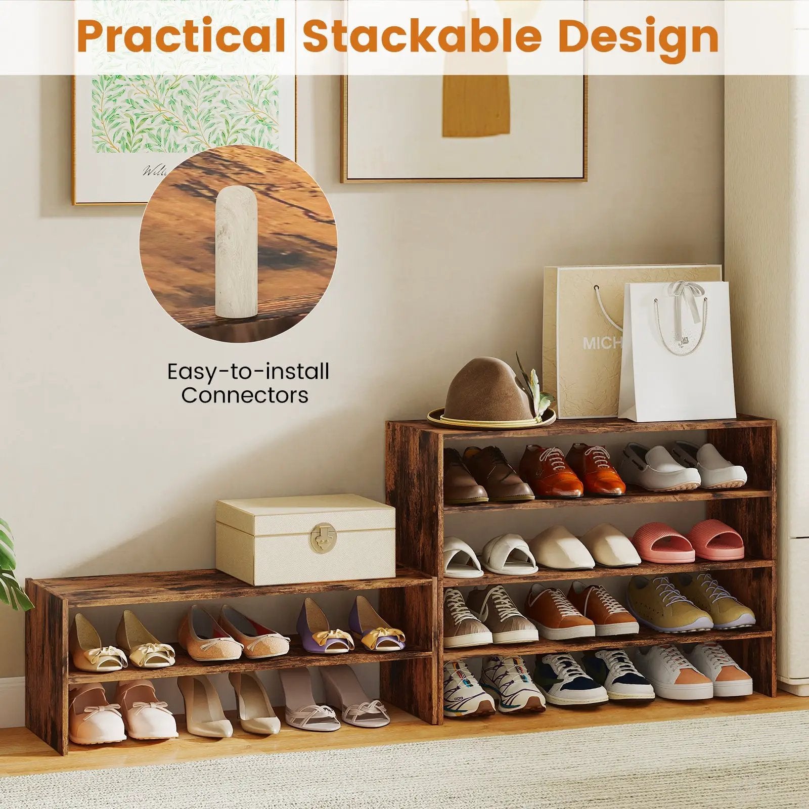 6-tier Shoe Rack with Anti-tipping Device for Entryway by DirectDeals