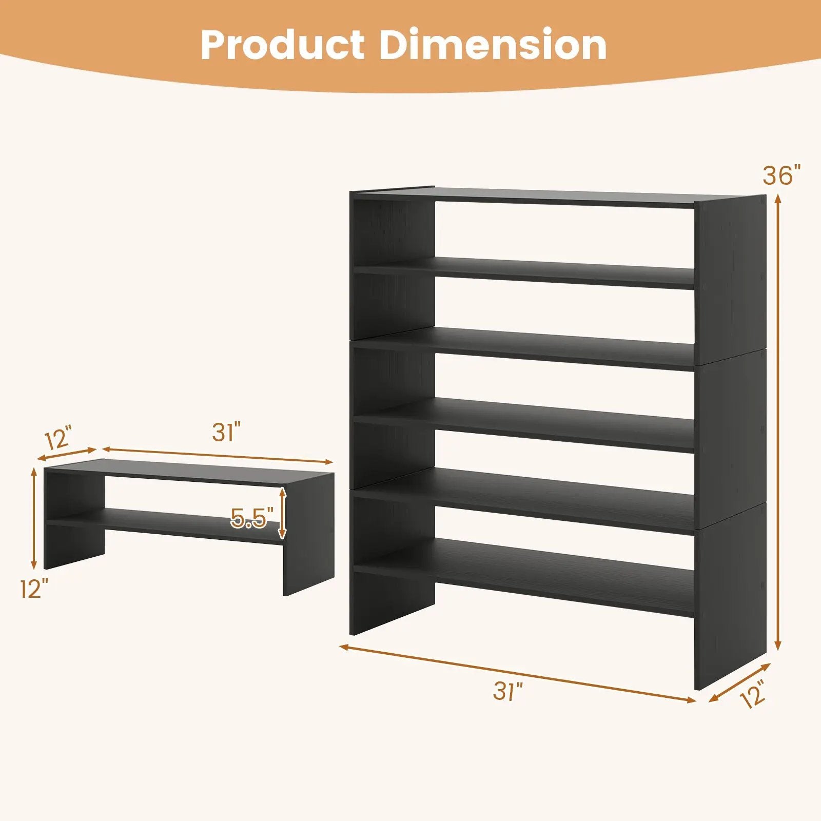 6-tier Shoe Rack with Anti-tipping Device for Entryway by DirectDeals
